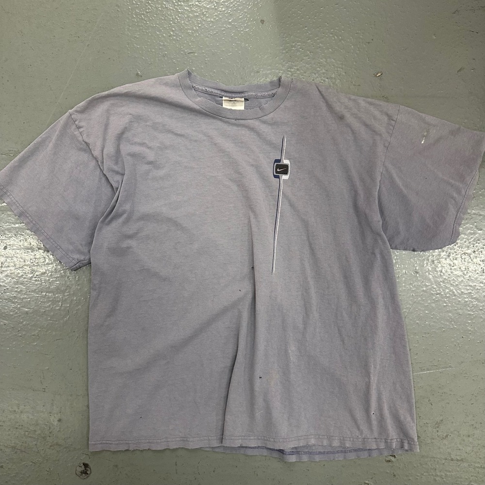 Vintage Nike Mens Graphic T Shirt XL Purple Preowned Faded Stains Holes